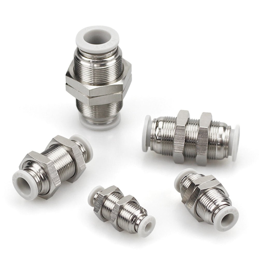4 - 12mm Bulkhead Union Connector Pneumatic Air Push In Fitting For Hose Tube - HomeDIYer