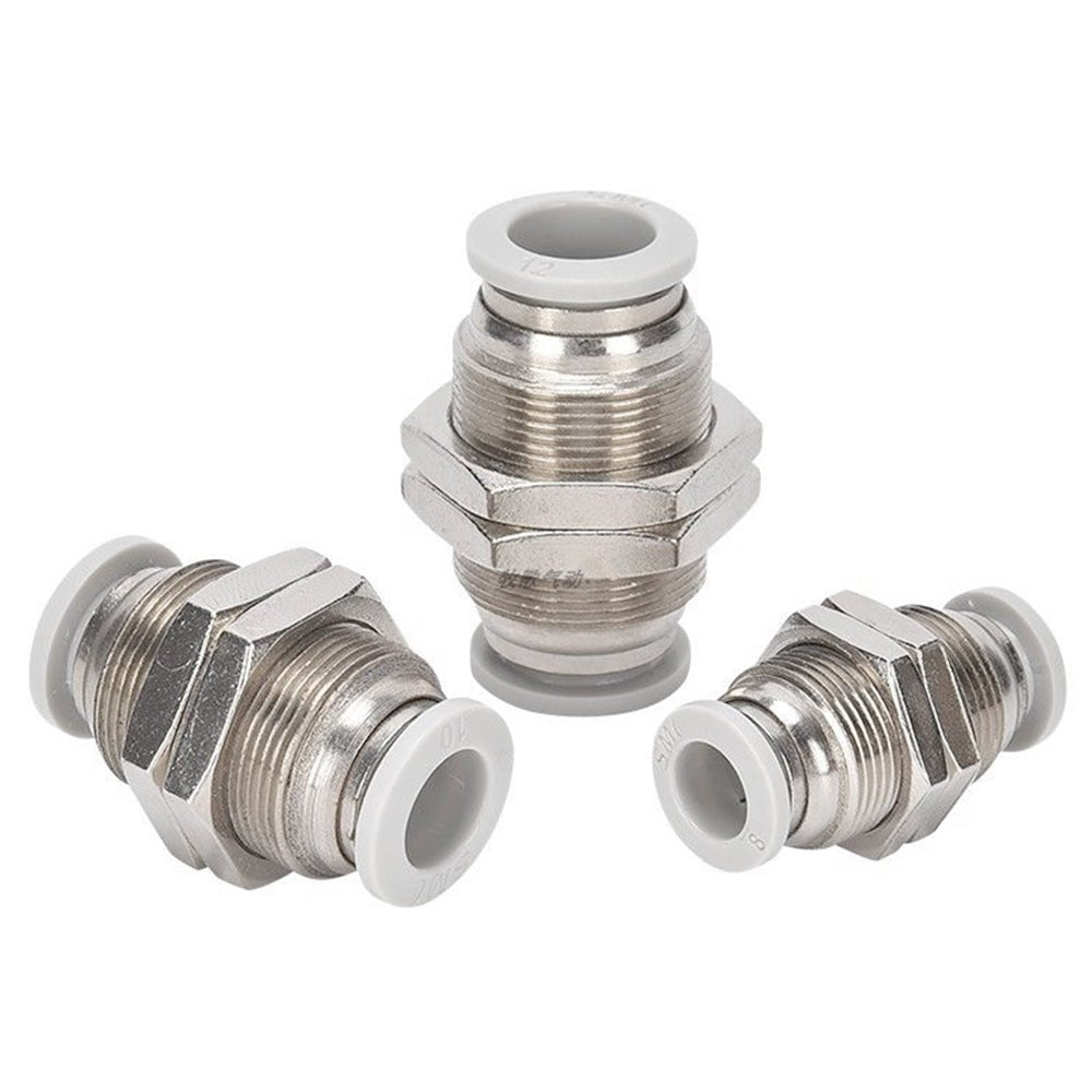 4 - 12mm Bulkhead Union Connector Pneumatic Air Push In Fitting For Hose Tube - HomeDIYer