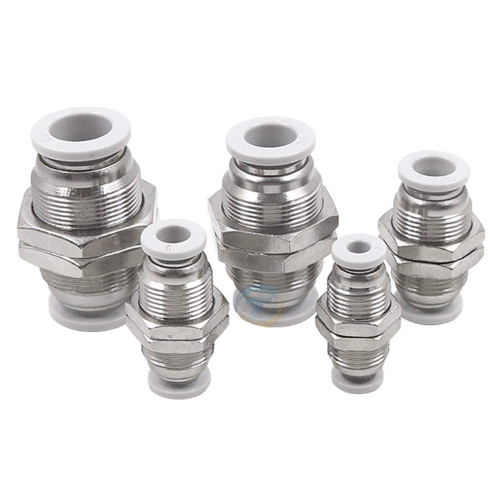 4 - 12mm Bulkhead Union Connector Pneumatic Air Push In Fitting For Hose Tube - HomeDIYer