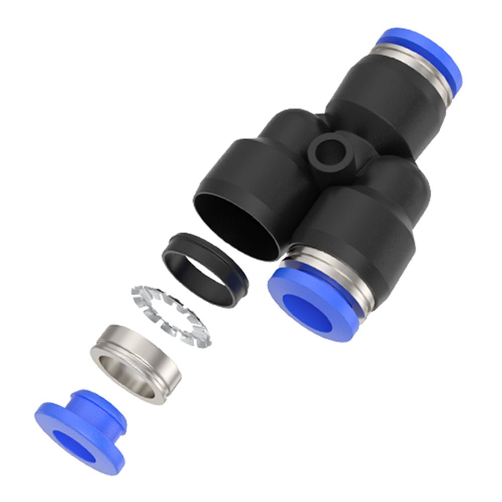 Pneumatic Equal Y Push In Fittings - Y Shape 3 Way Connector 4mm to 16mm - HomeDIYer