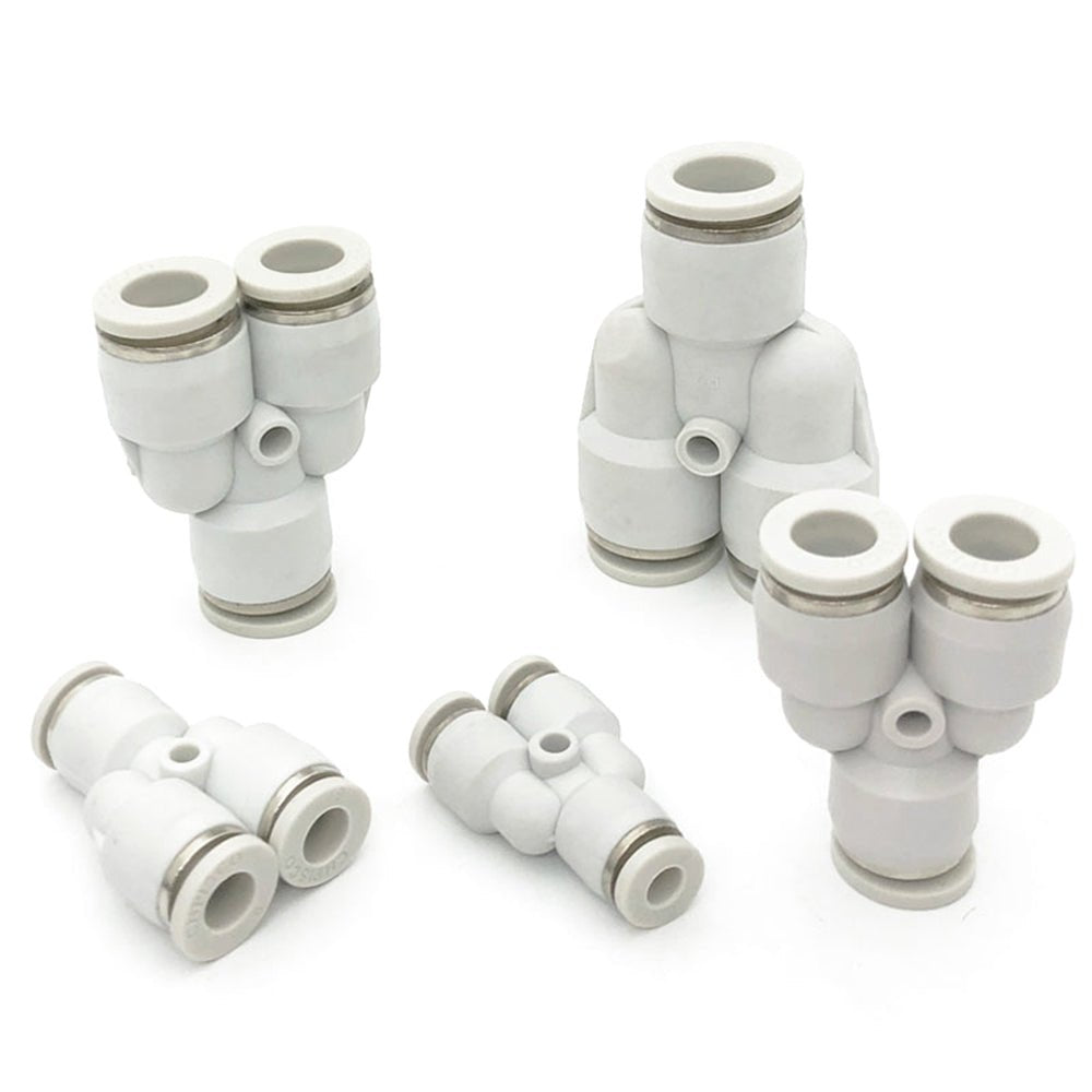Pneumatic Equal Y Push In Fittings - Y Shape 3 Way Connector 4mm to 16mm - HomeDIYer
