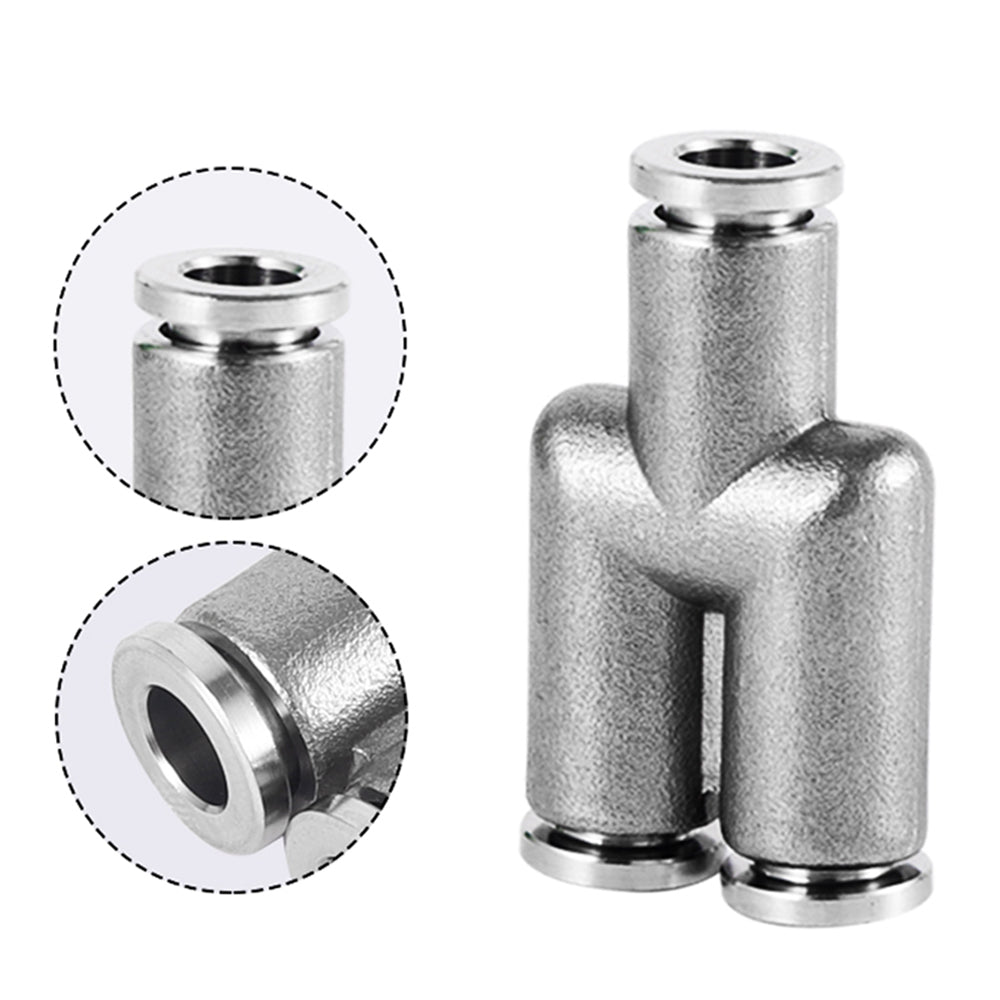 Equal Y Connector Stainless Steel Pneumatic Push - In Fitting for Air Water Hose - HomeDIYer
