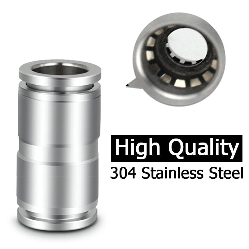 Stainless Steel Pneumatic Push In Fitting Straight Connector For Air Water Pipe - HomeDIYer