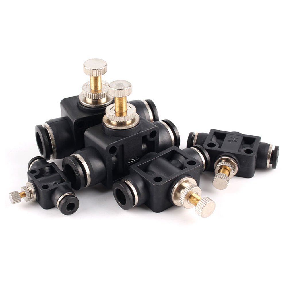 Flow Control Valve Pneumatic Regulator Throttle Push In Fitting 4 - 6 - 8 - 10 - 12mm - HomeDIYer