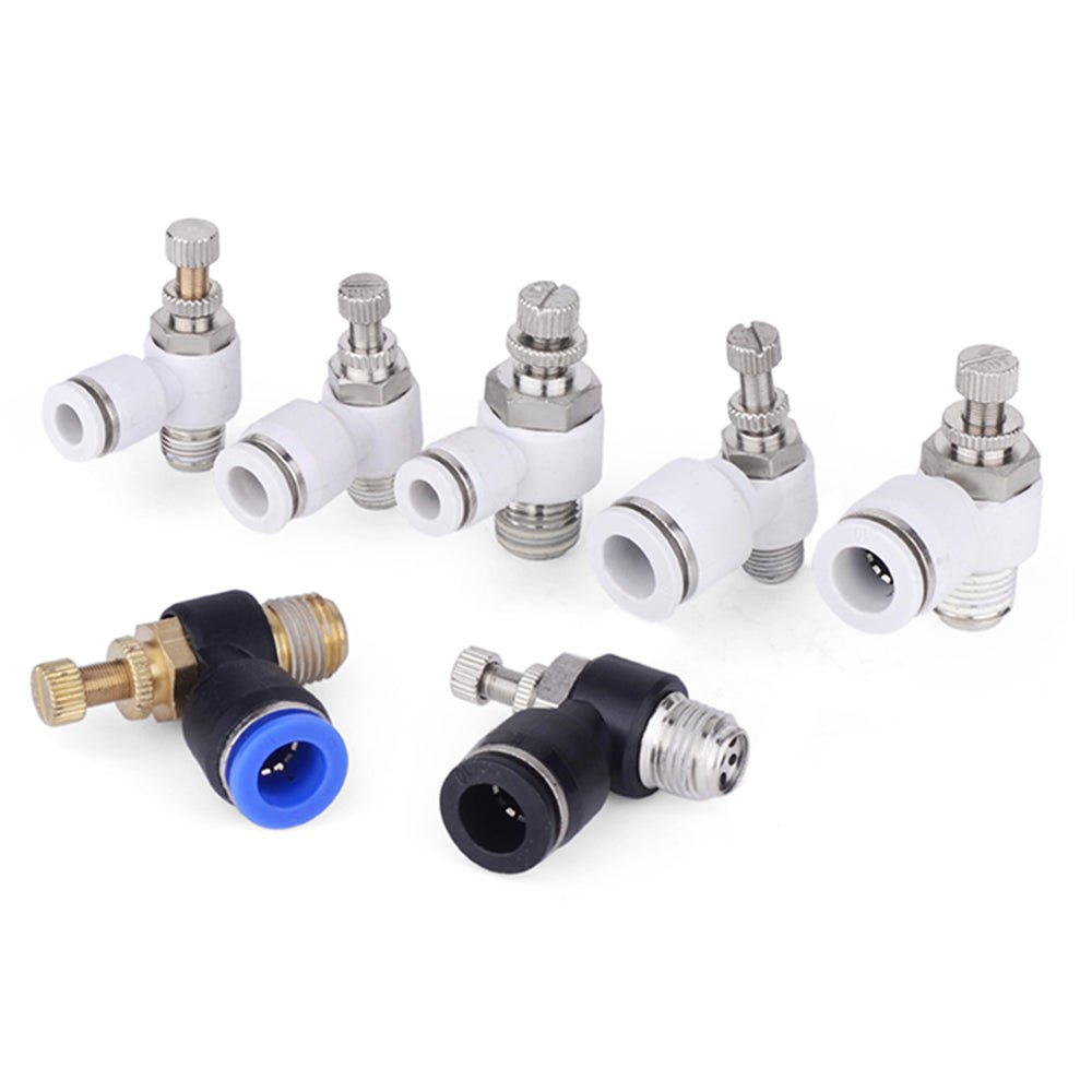 Pneumatic L Shape Flow Control Valve Push In Fitting Hose Tube Airline Connector - HomeDIYer