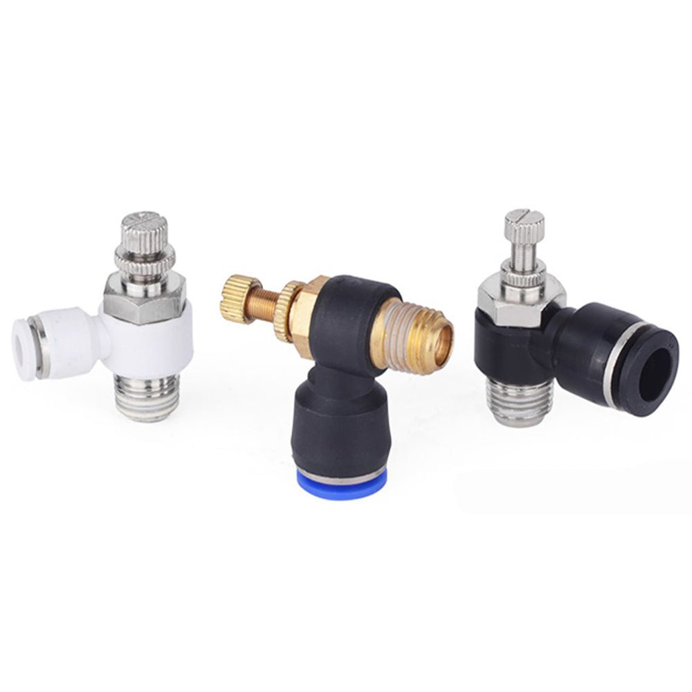 Pneumatic L Shape Flow Control Valve Push In Fitting Hose Tube Airline Connector - HomeDIYer