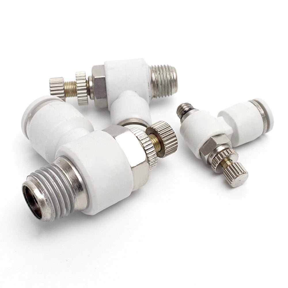 Pneumatic L Shape Flow Control Valve Push In Fitting Hose Tube Airline Connector - HomeDIYer