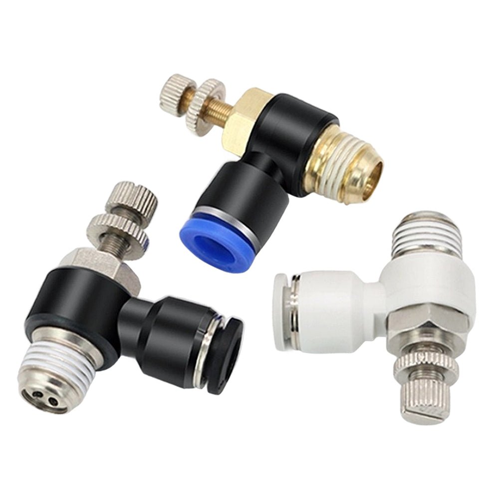 Pneumatic L Shape Flow Control Valve Push In Fitting Hose Tube Airline Connector - HomeDIYer