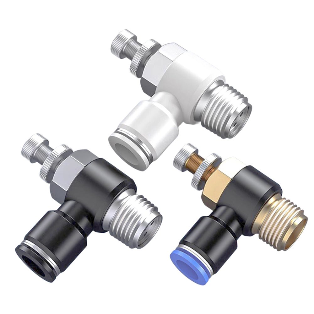 Pneumatic L Shape Flow Control Valve Push In Fitting Hose Tube Airline Connector - HomeDIYer