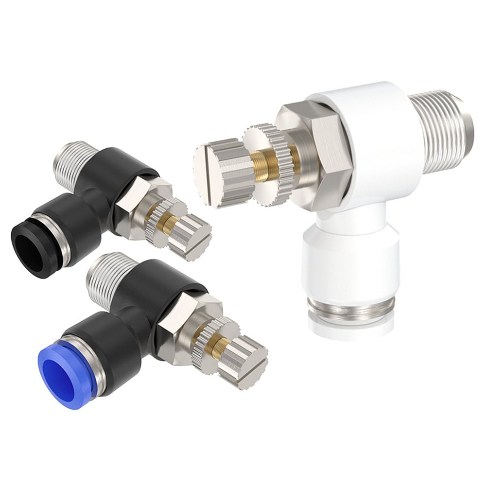 Pneumatic L Shape Flow Control Valve Push In Fitting Hose Tube Airline Connector - HomeDIYer