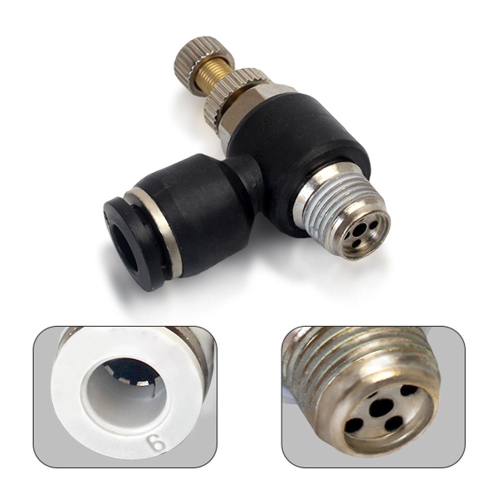 Pneumatic L Shape Flow Control Valve Push In Fitting Hose Tube Airline Connector - HomeDIYer