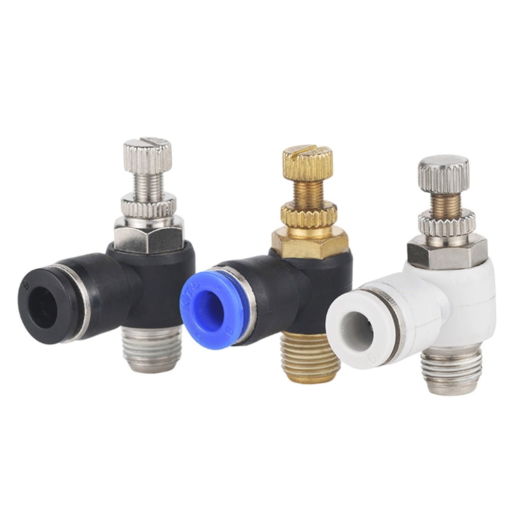 Pneumatic L Shape Flow Control Valve Push In Fitting Hose Tube Airline Connector - HomeDIYer