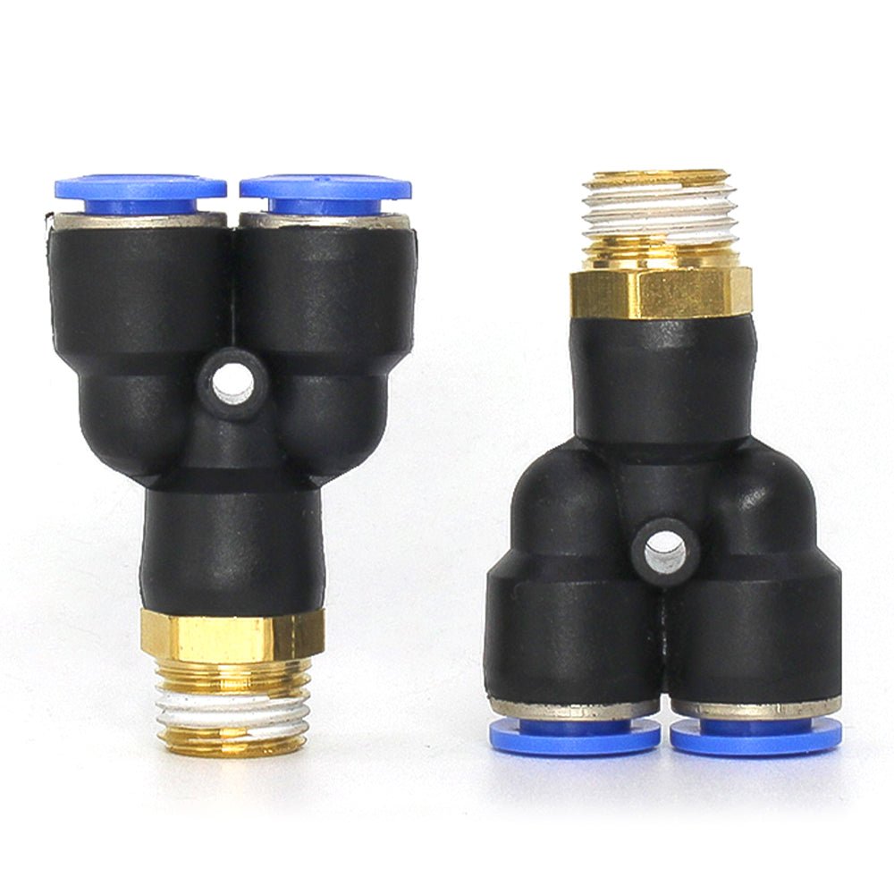 Pneumatic Y - Piece Male Stud Push - Fit Fittings Hose Inline Airline Connector - HomeDIYer