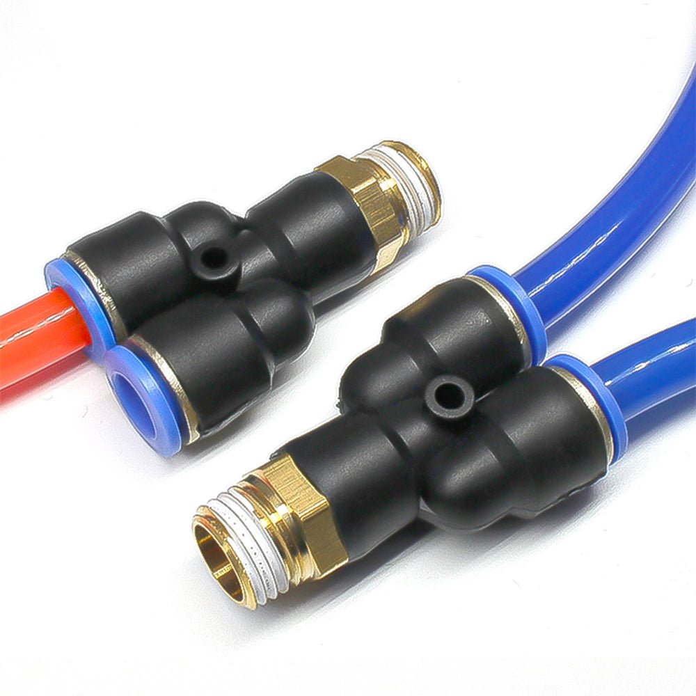 Pneumatic Y - Piece Male Stud Push - Fit Fittings Hose Inline Airline Connector - HomeDIYer