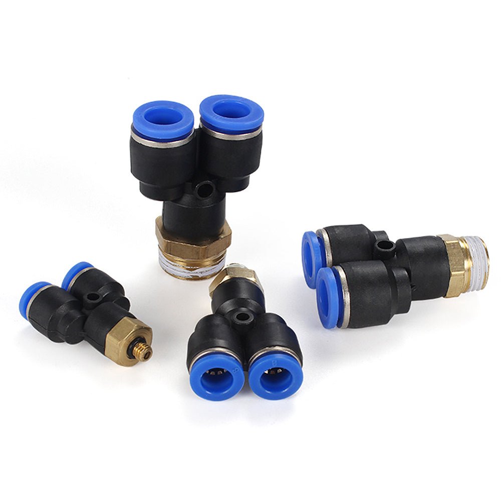 Pneumatic Y - Piece Male Stud Push - Fit Fittings Hose Inline Airline Connector - HomeDIYer