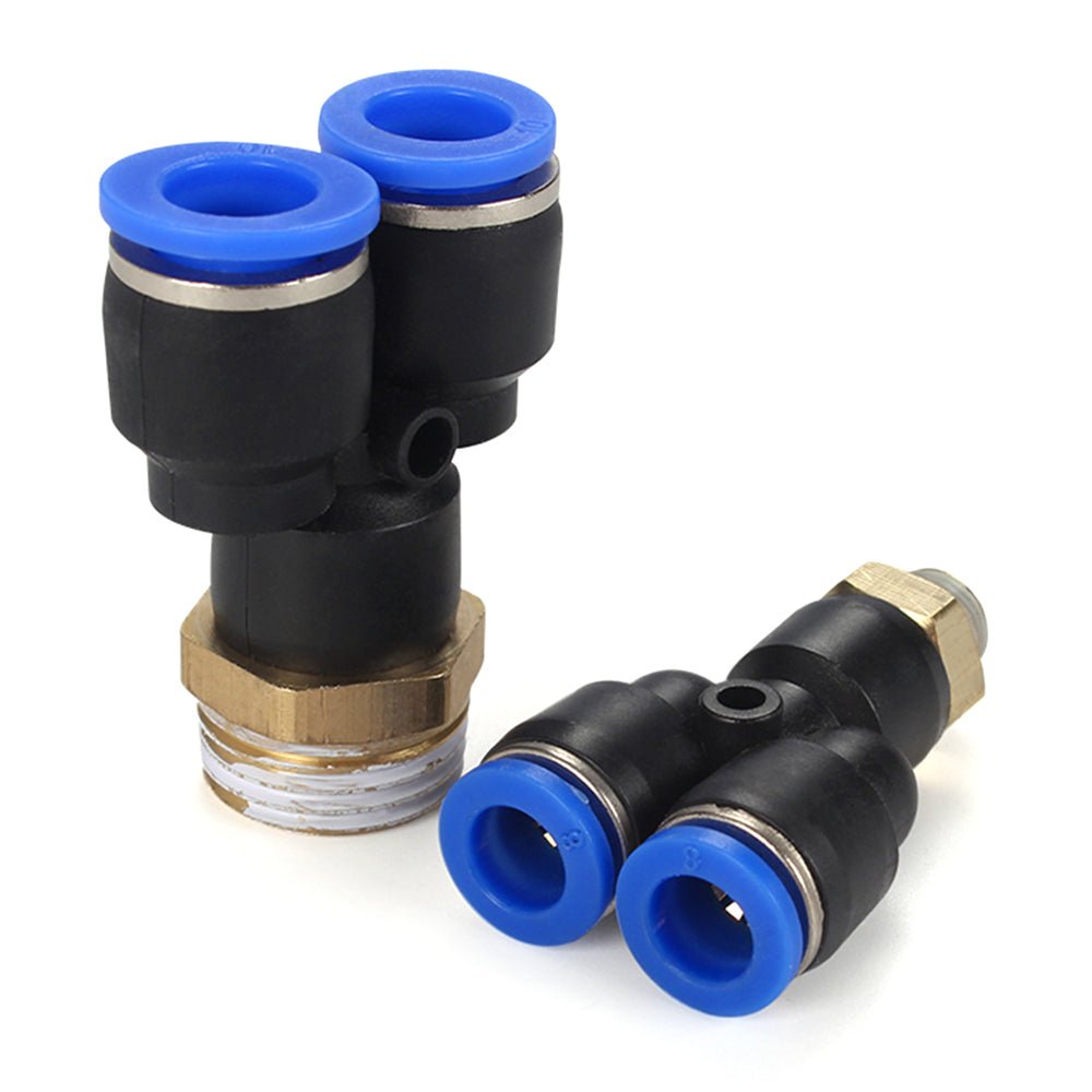 Pneumatic Y - Piece Male Stud Push - Fit Fittings Hose Inline Airline Connector - HomeDIYer