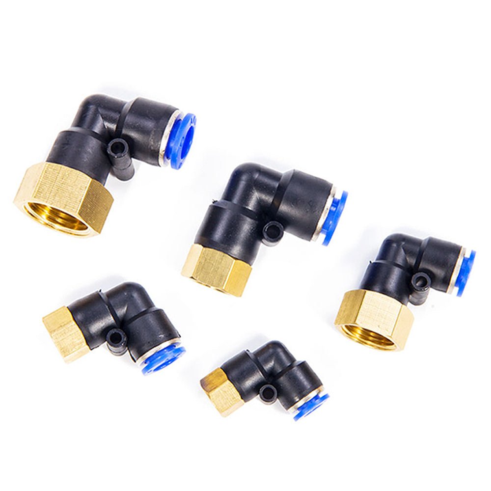 Pneumatic L Angle Elbow 1/8" - 1/2" Female push - fit hose inline airline connector - HomeDIYer
