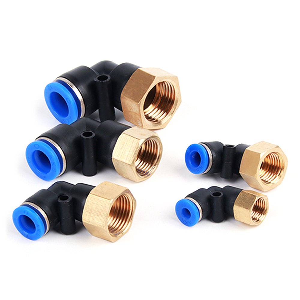 Pneumatic L Angle Elbow 1/8" - 1/2" Female push - fit hose inline airline connector - HomeDIYer