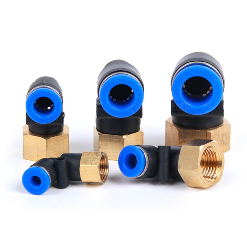 Pneumatic L Angle Elbow 1/8" - 1/2" Female push - fit hose inline airline connector - HomeDIYer