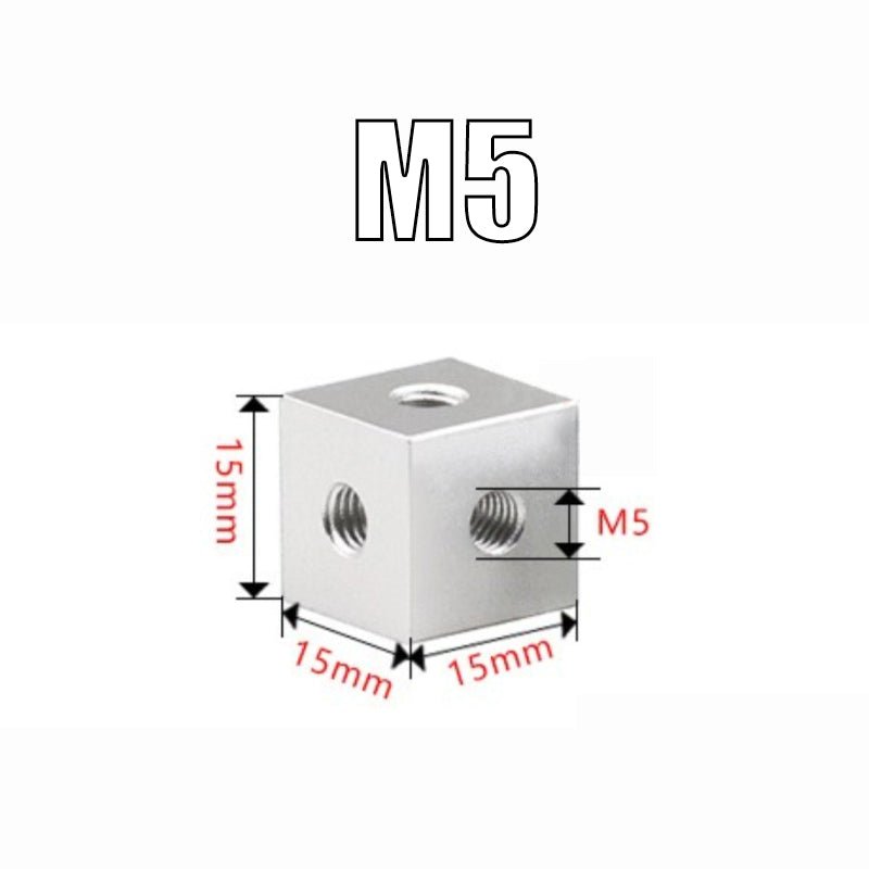 M3 M4 M5 M6 M8/10 Cube Connector Aluminium Fixing Bracket Square Spacer Standoff - HomeDIYer