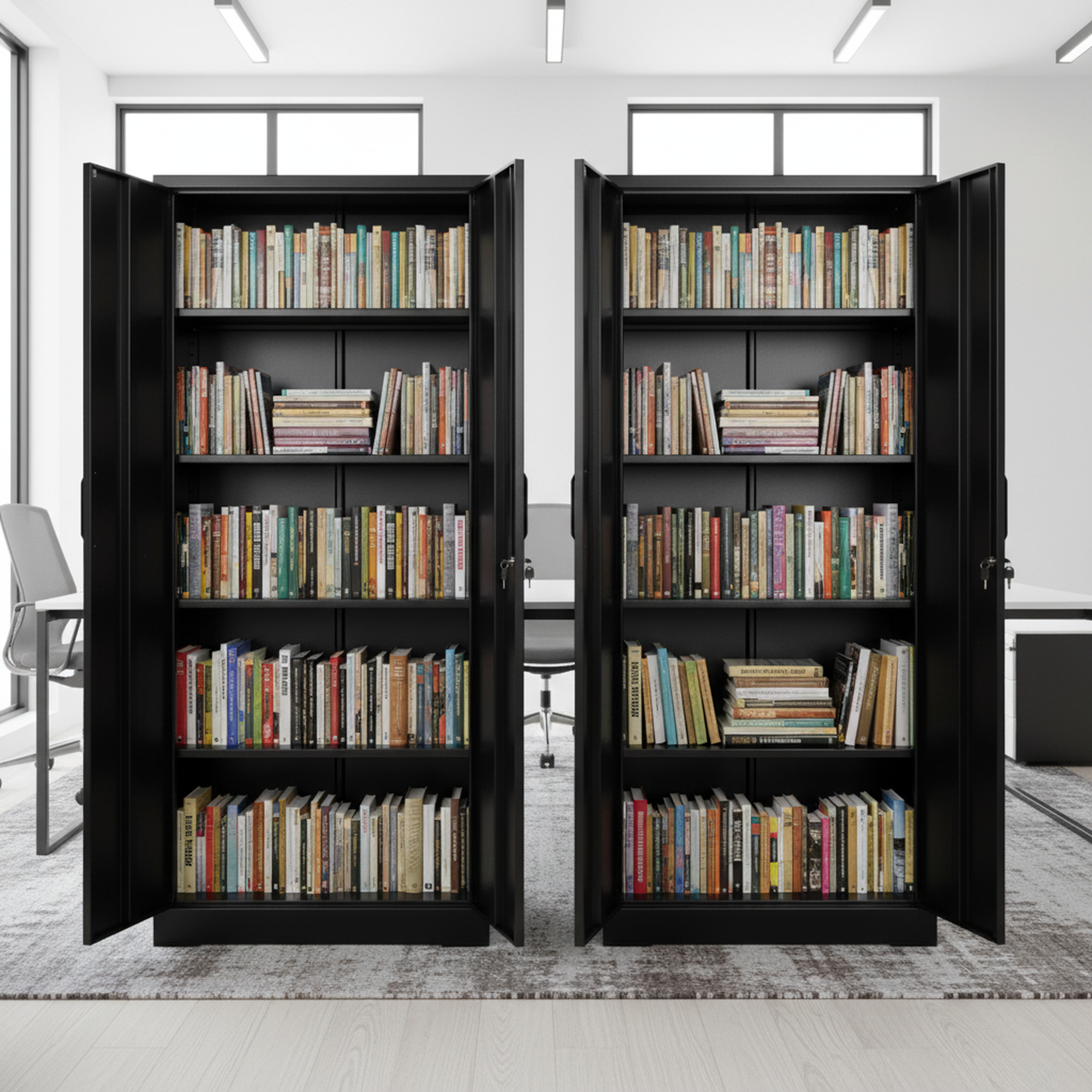 Container Furniture Direct Ironclad 71" Metal Storage Cabinet with Locking Doors and 4 Adjustable Shelves, Heavy-Duty Steel Cabinet for Garage, Laundry, Office, or Warehouse, Black