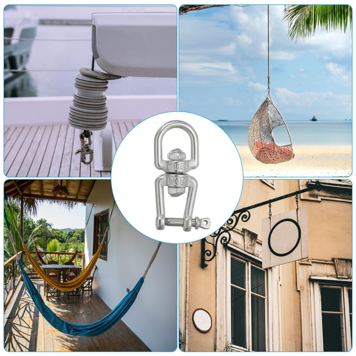 304 Stainless Steel Anchor Swivel Jaw - Eye Connector M4 - M20 10Pcs - HomeDIYer