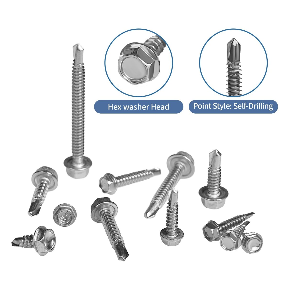 390PCS 410 Stainless Steel Hex Washer Head Self - Drilling TEK Screw Set - HomeDIYer