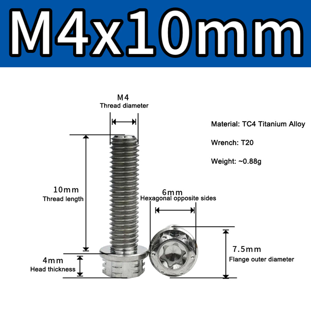 M4 M5 M6 M8 TC4 Titanium Screws Torx/Hex 6 colors 10-60mm （5Pcs）