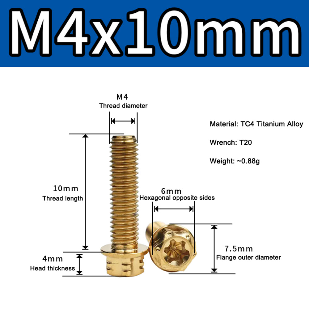 M4 M5 M6 M8 TC4 Titanium Screws Torx/Hex 6 colors 10-60mm （5Pcs）