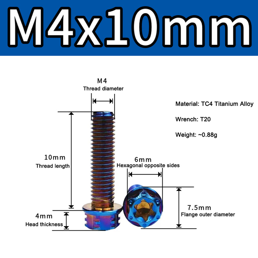 M4 M5 M6 M8 TC4 Titanium Screws Torx/Hex 6 colors 10-60mm （5Pcs）