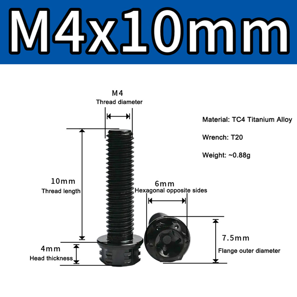 M4 M5 M6 M8 TC4 Titanium Screws Torx/Hex 6 colors 10-60mm （5Pcs）