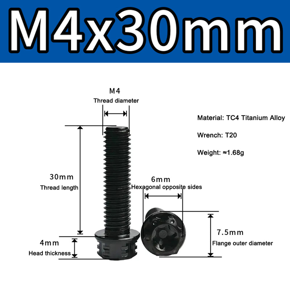M4 M5 M6 M8 TC4 Titanium Screws Torx/Hex 6 colors 10-60mm （5Pcs）