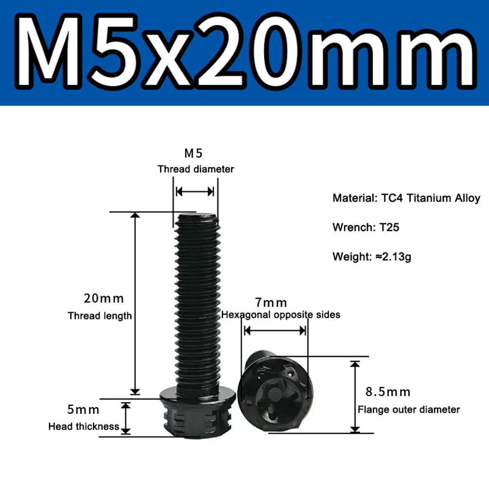M4 M5 M6 M8 TC4 Titanium Screws Torx/Hex 6 colors 10-60mm （5Pcs）