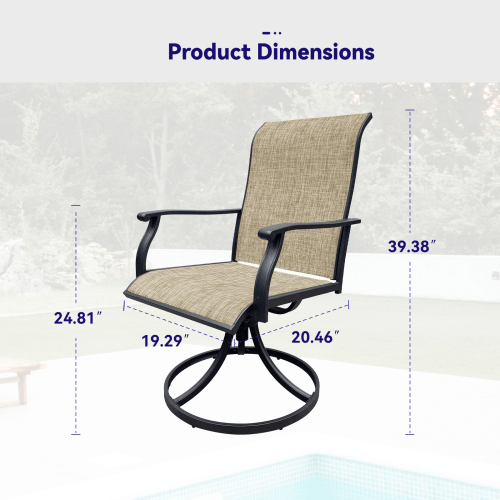 Swivel Dining Chairs Set of 2, Outdoor Swivel Breathable Textilene Patio Chairs Lawn Chairs for Front Porch Backyard Deck - HomeDIYer