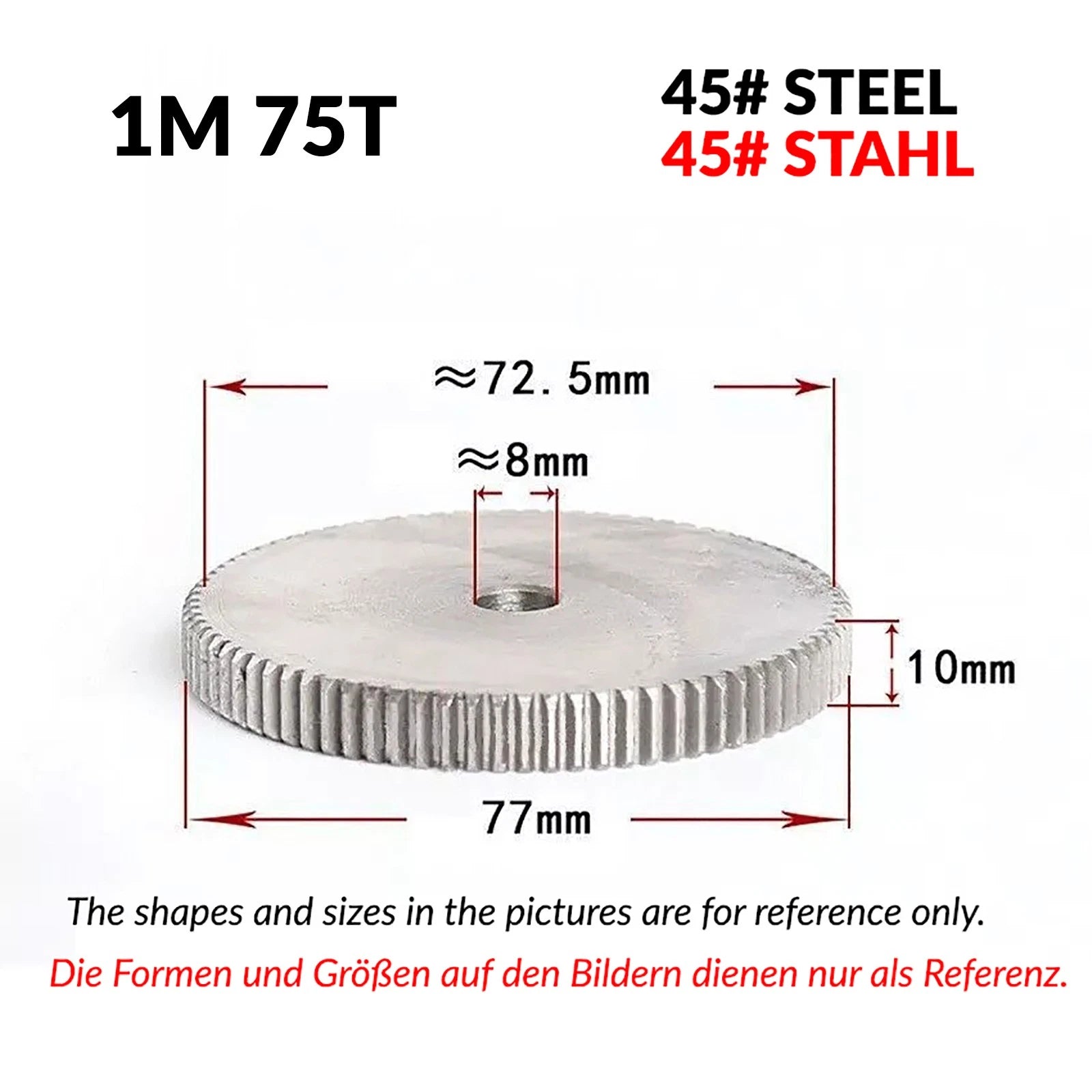 1/1.5/2 Mod 12T-150T Spur Gear 45# Steel Pinion Gear Thickn10-20mm Transmission