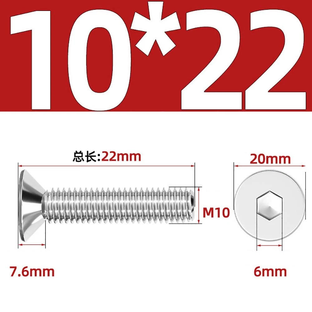 Countersunk Hex Socket Screws – A2 Stainless Steel, M2 to M16, DIN 7991, Fully Threaded