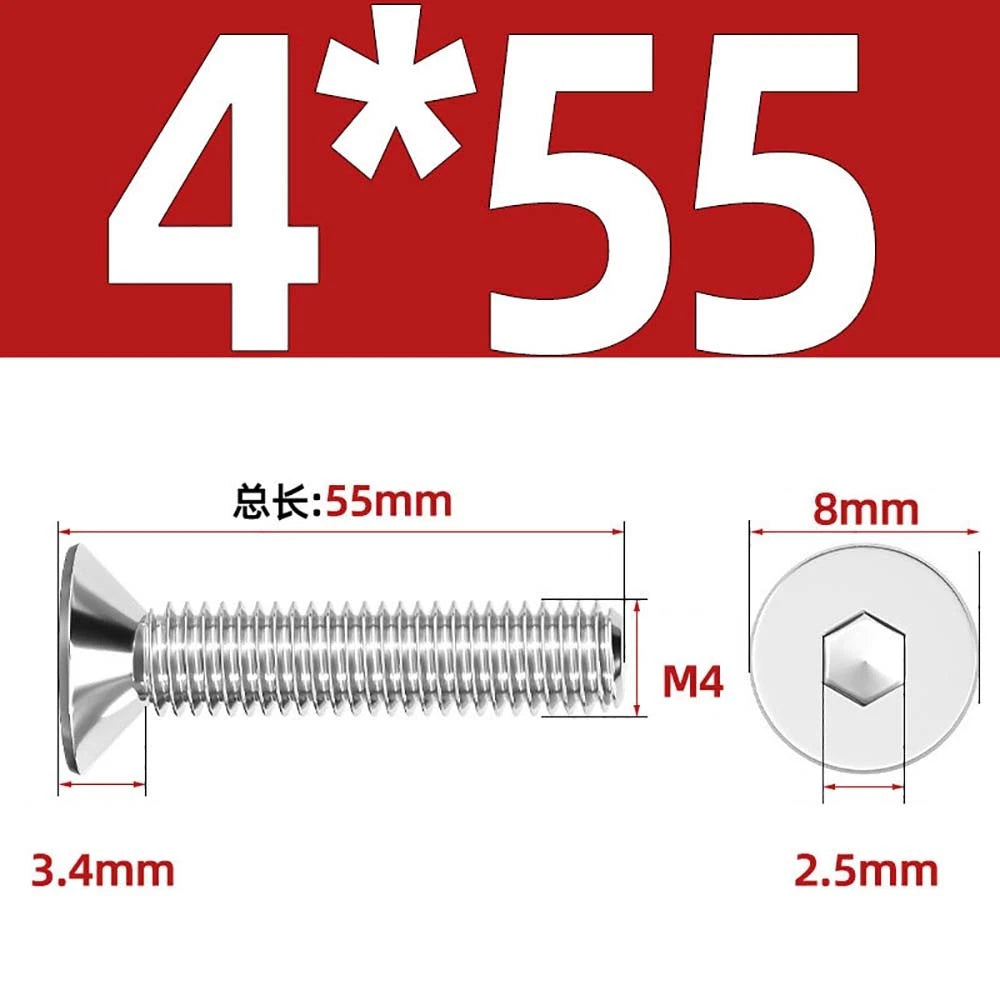 Countersunk Hex Socket Screws – A2 Stainless Steel, M2 to M16, DIN 7991, Fully Threaded