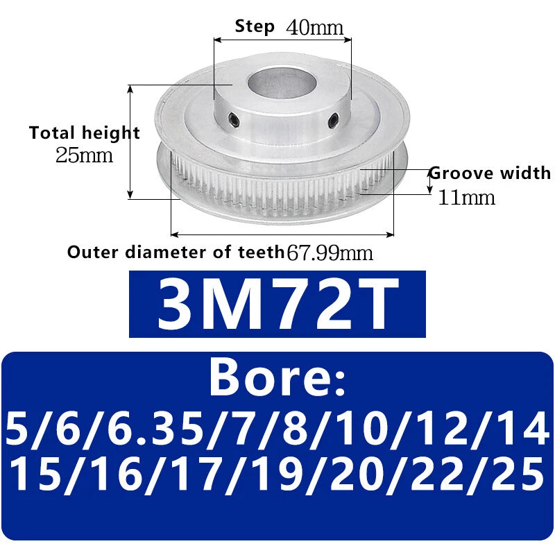 3M 20T~120T Synchronous Wheel Timing Belt Pulley With Step For 10 mm Width Belt
