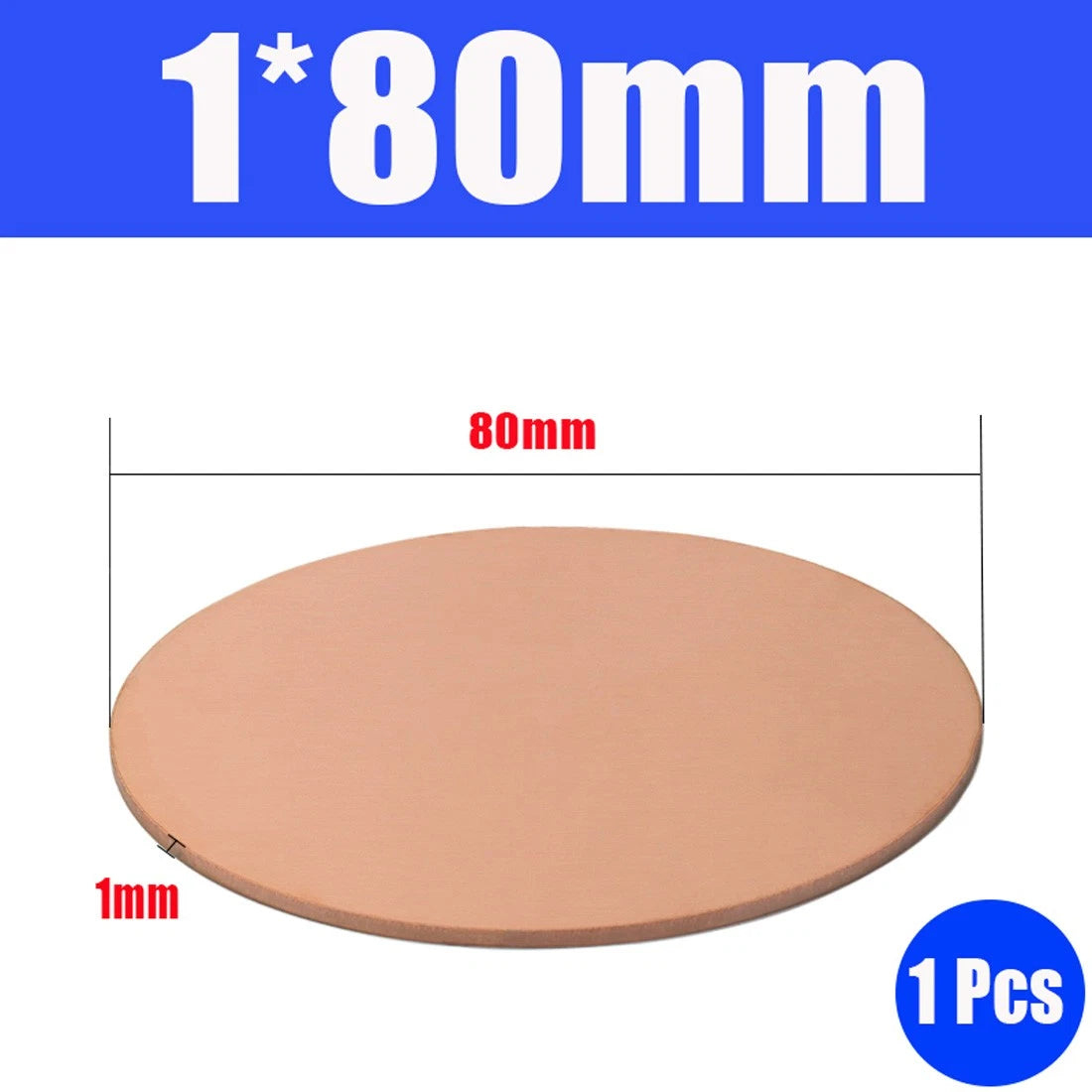 Thick 0.5-1.5mm Solid 99% Pure Copper Blanks Discs Ø 10-300mm Round Plate Metal