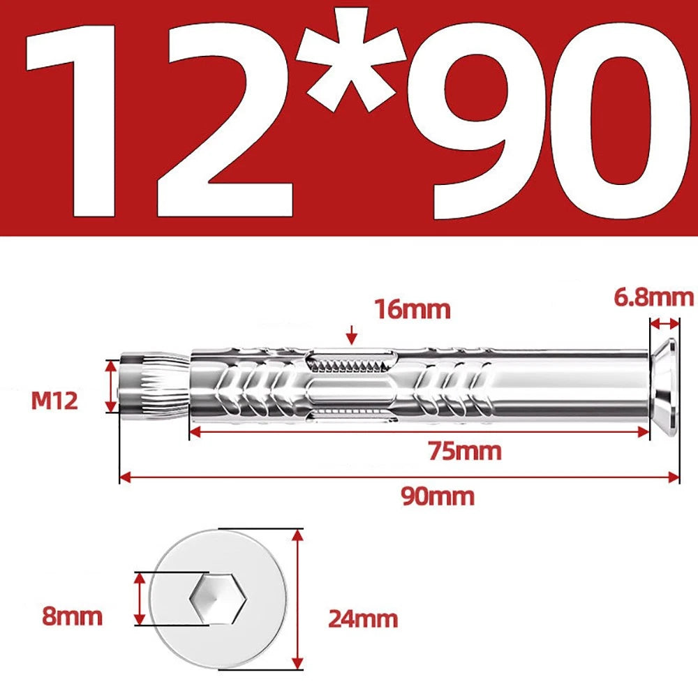 M6–M12 Countersunk Hex Socket Expansion Bolts — 304 & 201 Stainless Steel, A-Type & B-Type