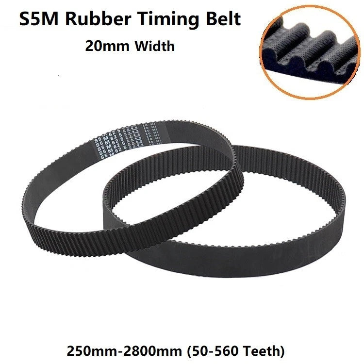 S5M Timing Belt Closed Loop – 5mm Pitch, 20mm Wide Rubber Drive Belt for CNC & 3D Printer