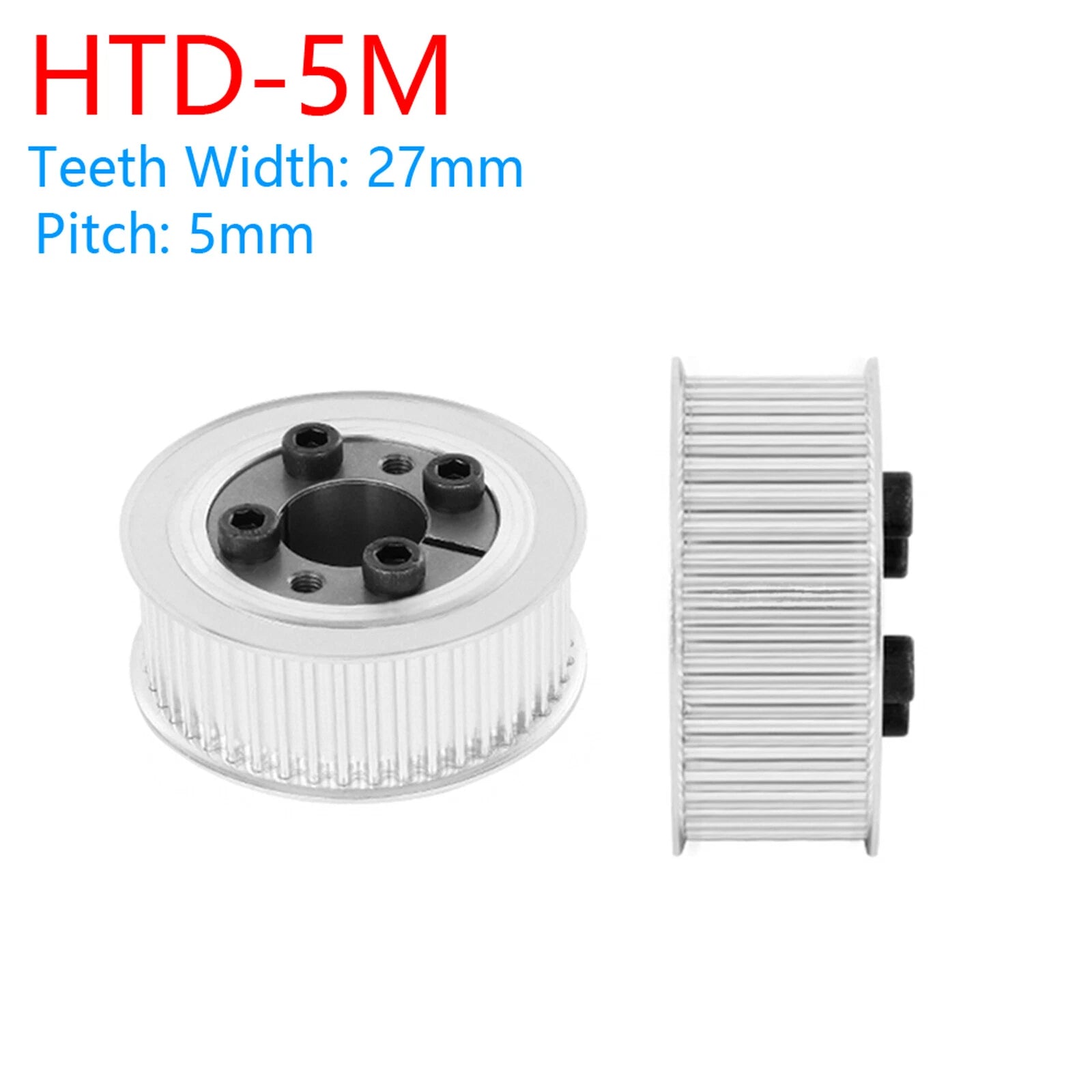 HTD-5M 18T-45T Timing Belt Pulley With Expansion/Tension Sleeve Teeth Width 27mm