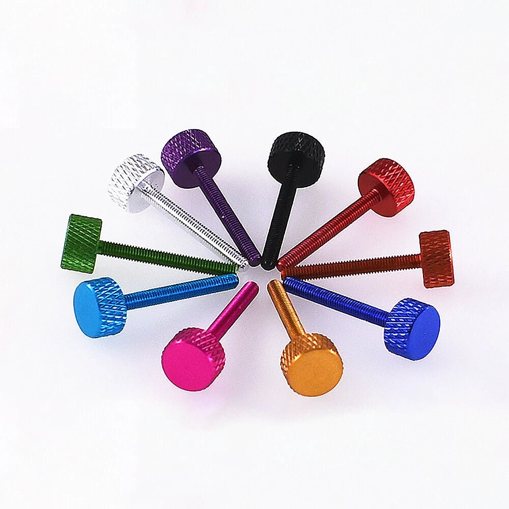 M3 x 25mm Aluminum Flat Knurled Thumb Screws — Computer Screws, 10 Colors - HomeDIYer