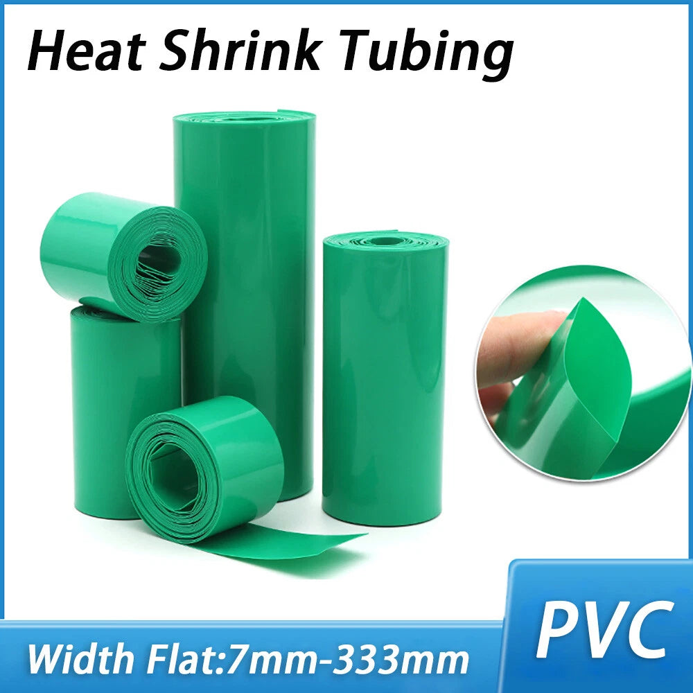 Green PVC Heat Shrink Tubing for RC Battery Packs — 7mm to 333mm Wide