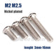Nickel Plated Phillips Pan Head Machine Screws M2 M2.5 — 3mm to 16mm