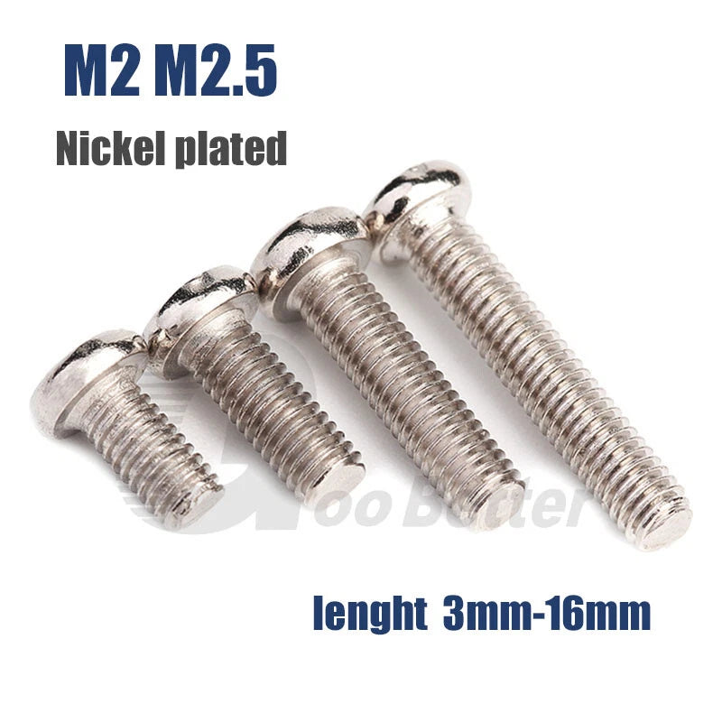 Nickel Plated Phillips Pan Head Machine Screws M2 M2.5 — 3mm to 16mm