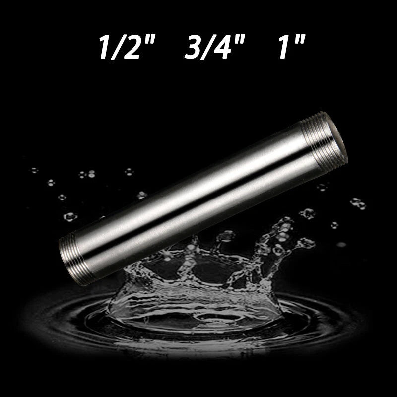 304 Stainless Steel BSP Male Threaded Pipe Nipple | 1/2"-1" | 30-400mm Lengths