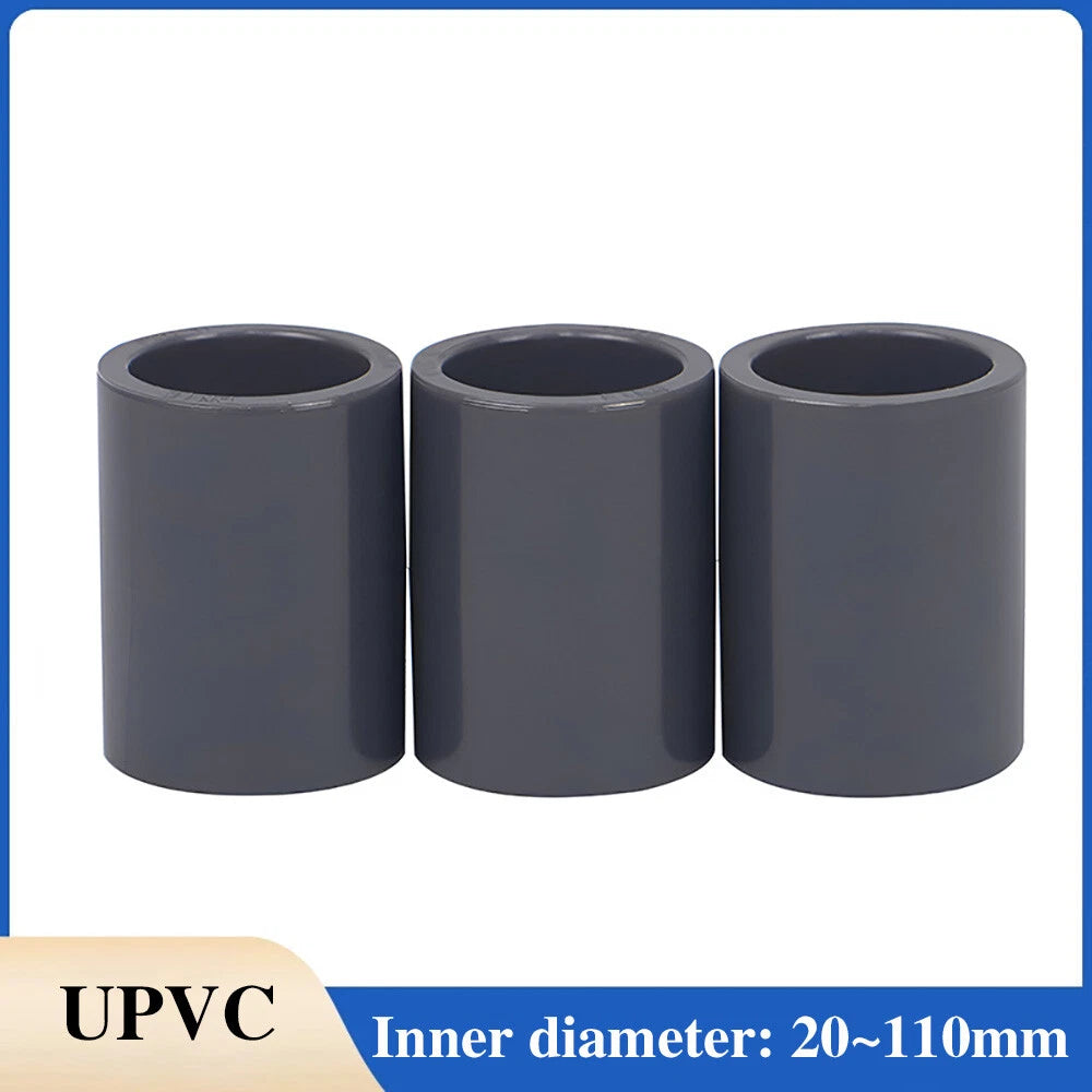 PVC Straight Pipe Coupling Socket Fitting 20–110mm Grey
