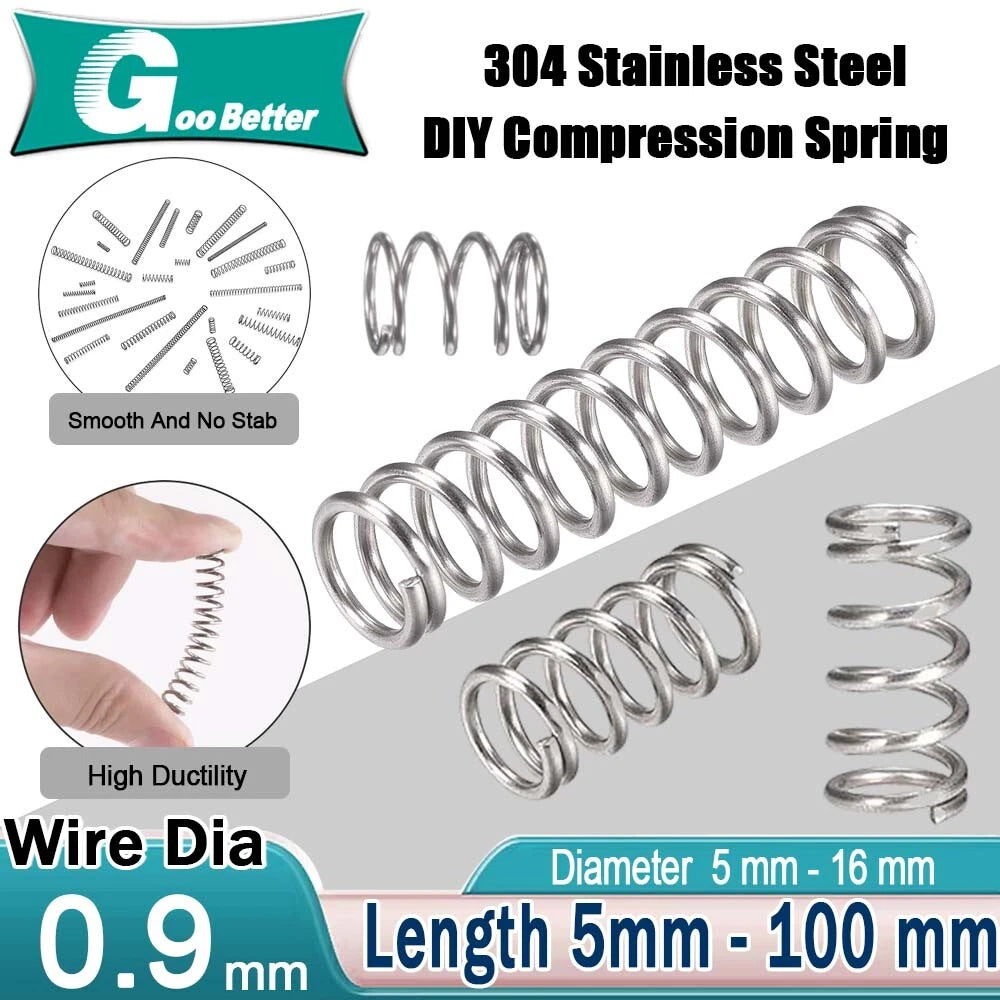 Compression Spring 0.9mm Wire Dia 5mm-100mm Length Small Stainless steel Springs