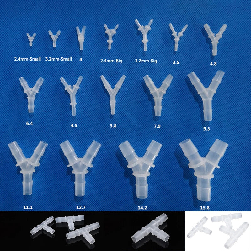 T-Shape & Y-Shape Plastic Hose Joiner Connector | 1.6mm–15.8mm Tubing Barb Fitting